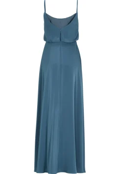 Abendkleid aus Satin mit angedeutetem Wasserfallausschnitt
