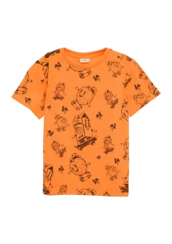 All over Print-T-Shirt aus Baumwolle mit Rippblende