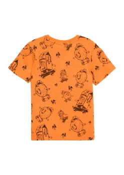 All over Print-T-Shirt aus Baumwolle mit Rippblende