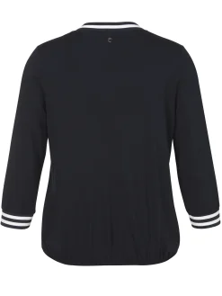 3/4-Arm Blusenshirt mit seidiger Front und Gummizugbund