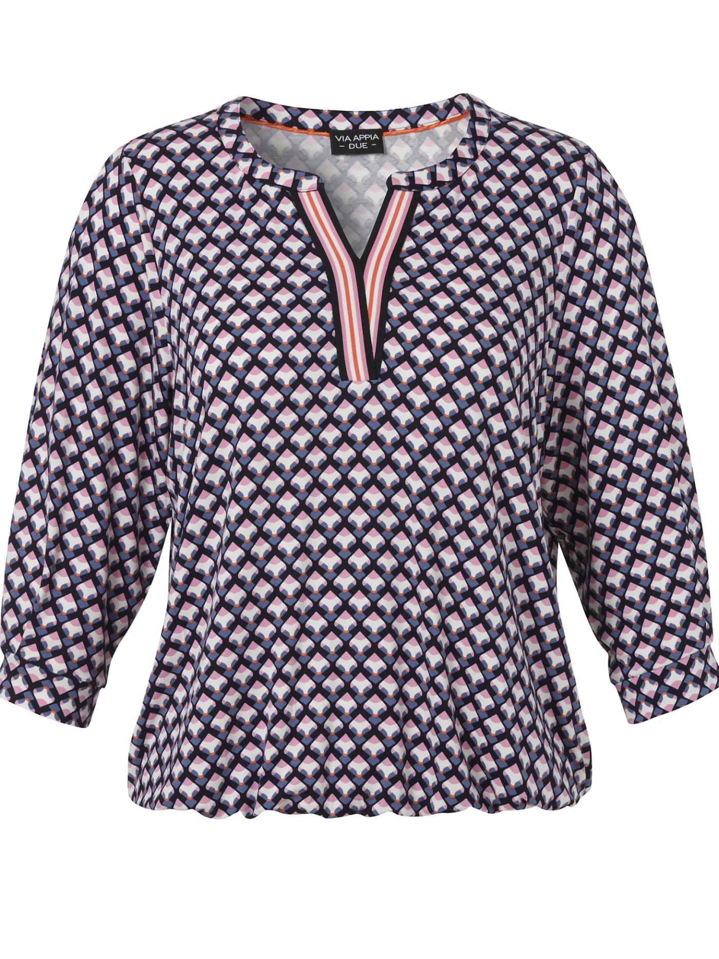 3/4-Arm Print-Shirt mit Gummizugsaum