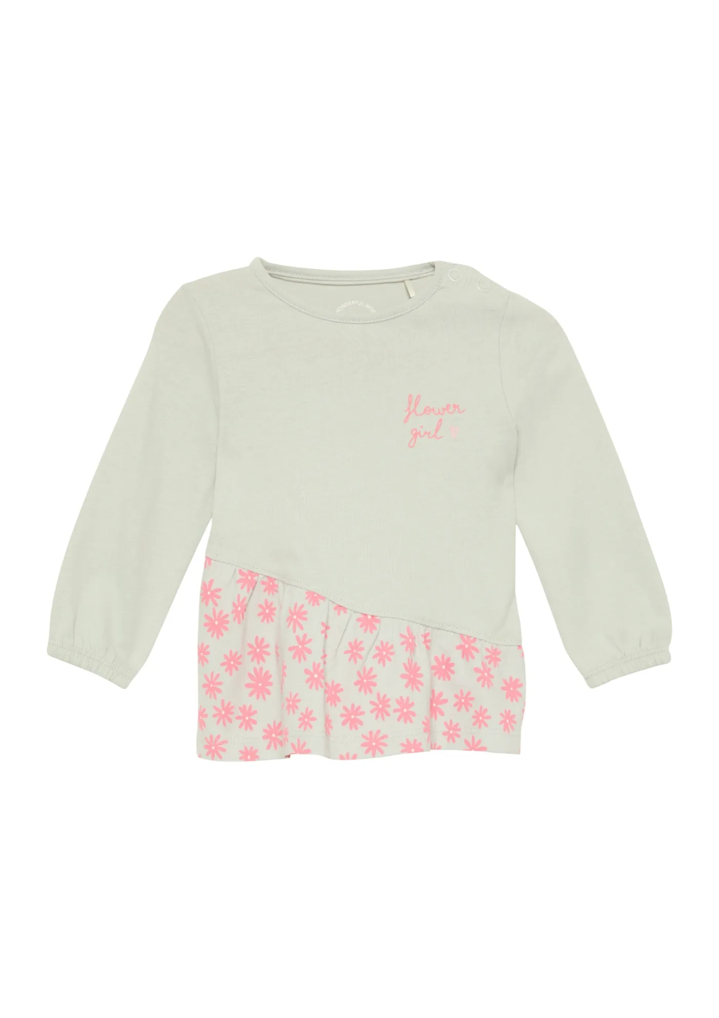 Ausgestelltes Langarmshirt mit gemusterter Blende