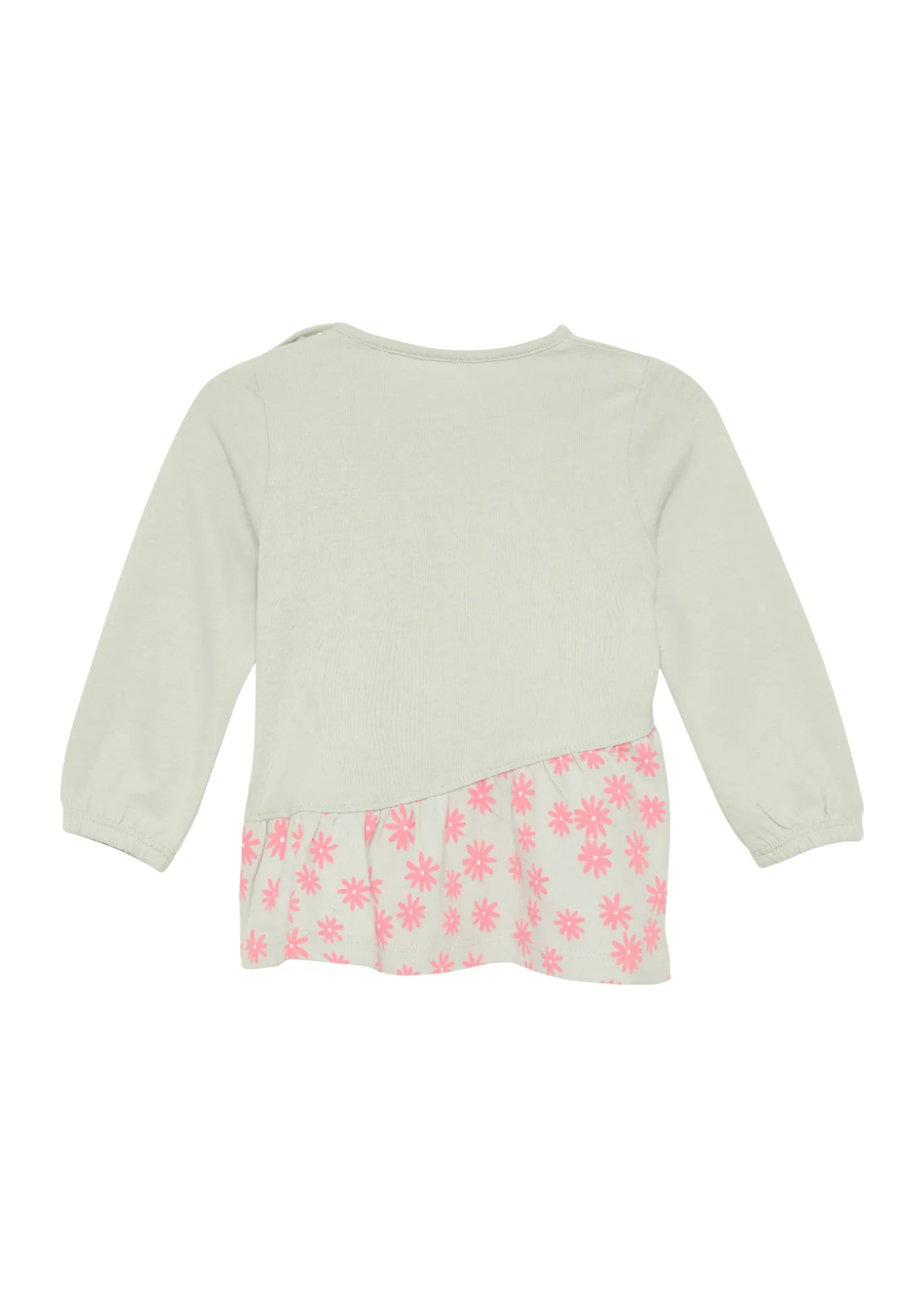 Ausgestelltes Langarmshirt mit gemusterter Blende