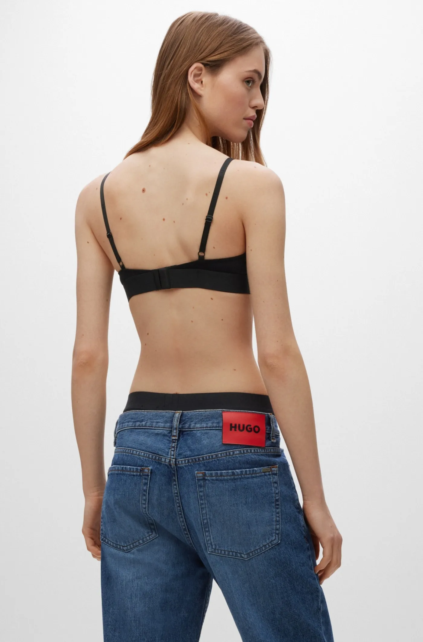 BH aus Stretch-Baumwolle mit rotem Logo-Label