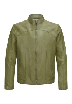 Biker Blouson aus genarbtem Leder