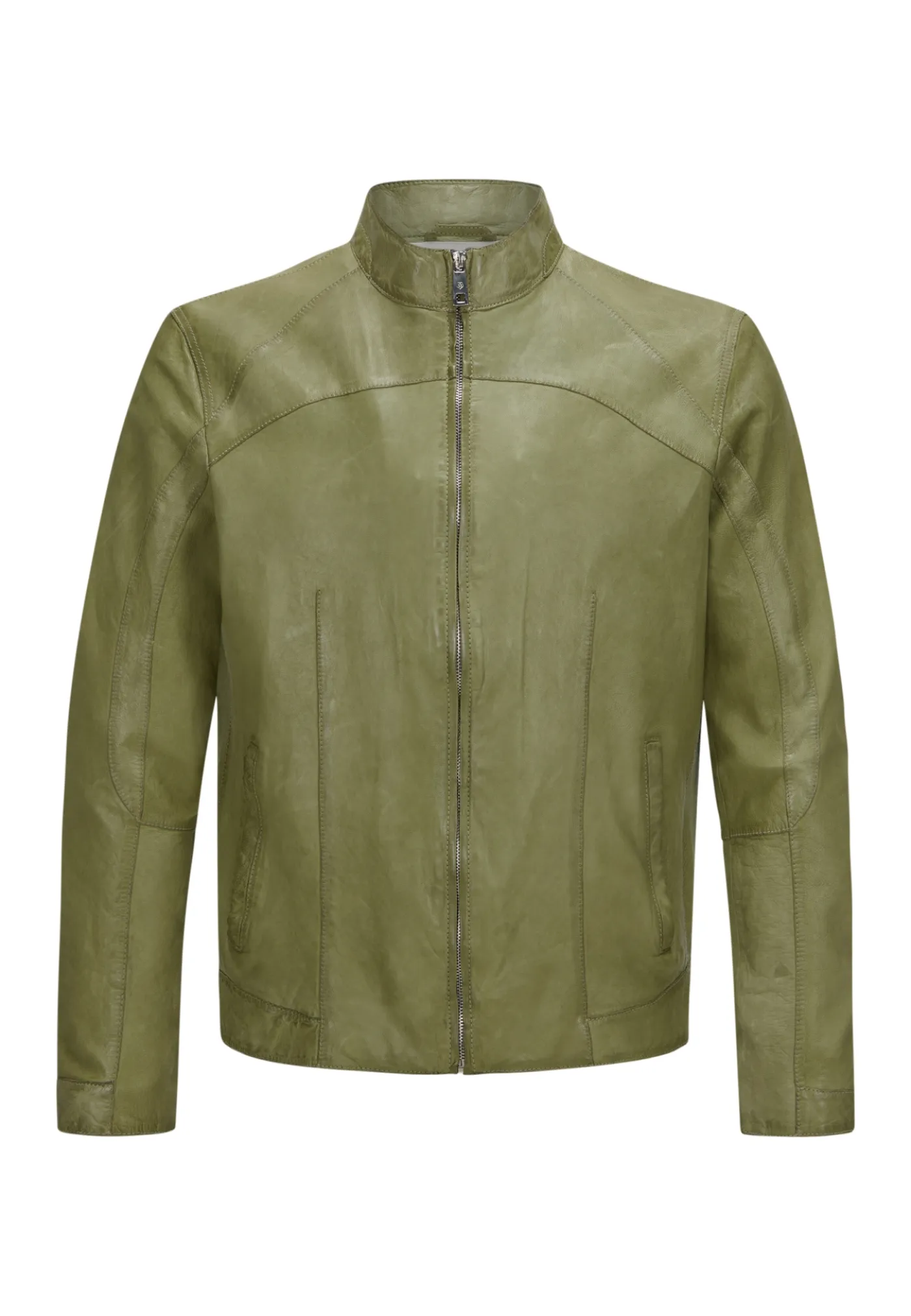 Biker Blouson aus genarbtem Leder