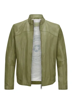 Biker Blouson aus genarbtem Leder