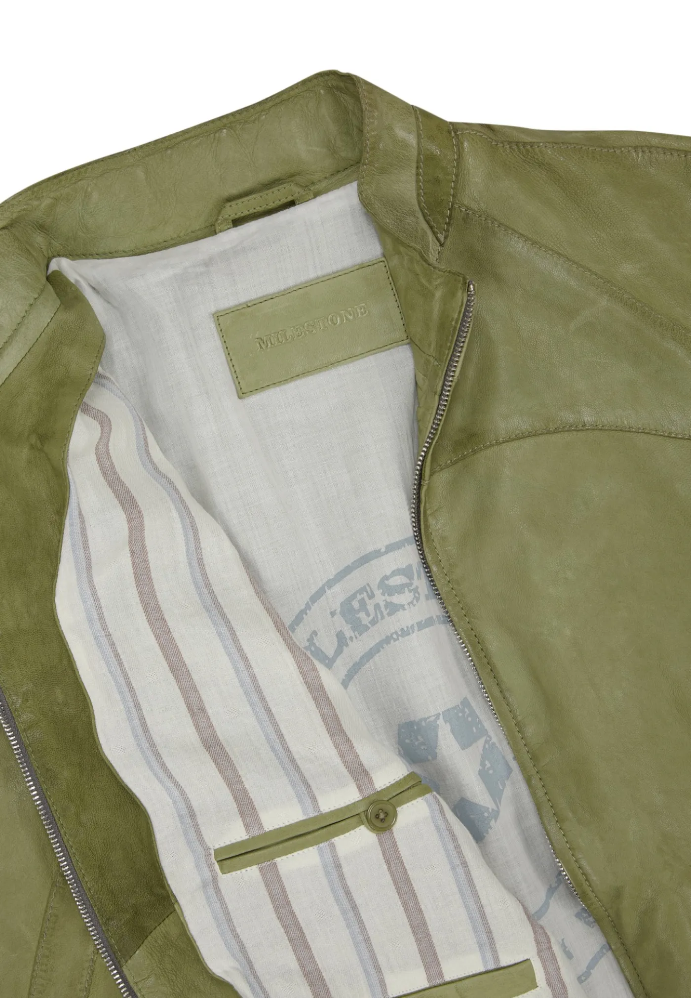 Biker Blouson aus genarbtem Leder