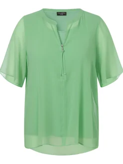 Bluse mit V-Ausschnitt und Zipper
