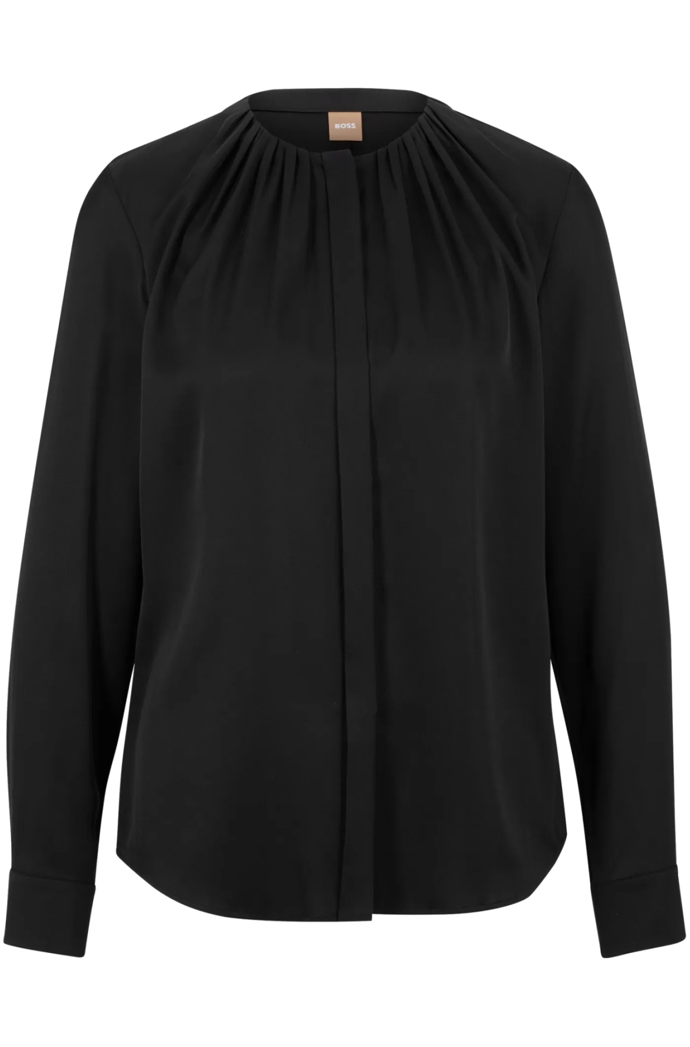 Bluse aus Elastischem Crêpe De Chine mit gerafftem Ausschnitt