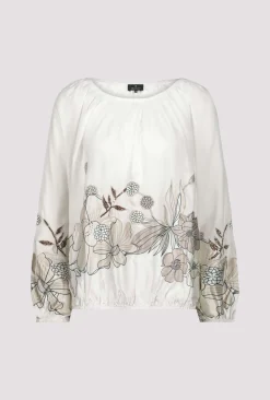 Bluse mit Blumen-Applikation