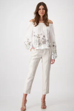 Bluse mit Blumen-Applikation