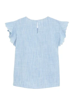 Blusenshirt aus Baumwolle mit Streifenmuster und Stickereien