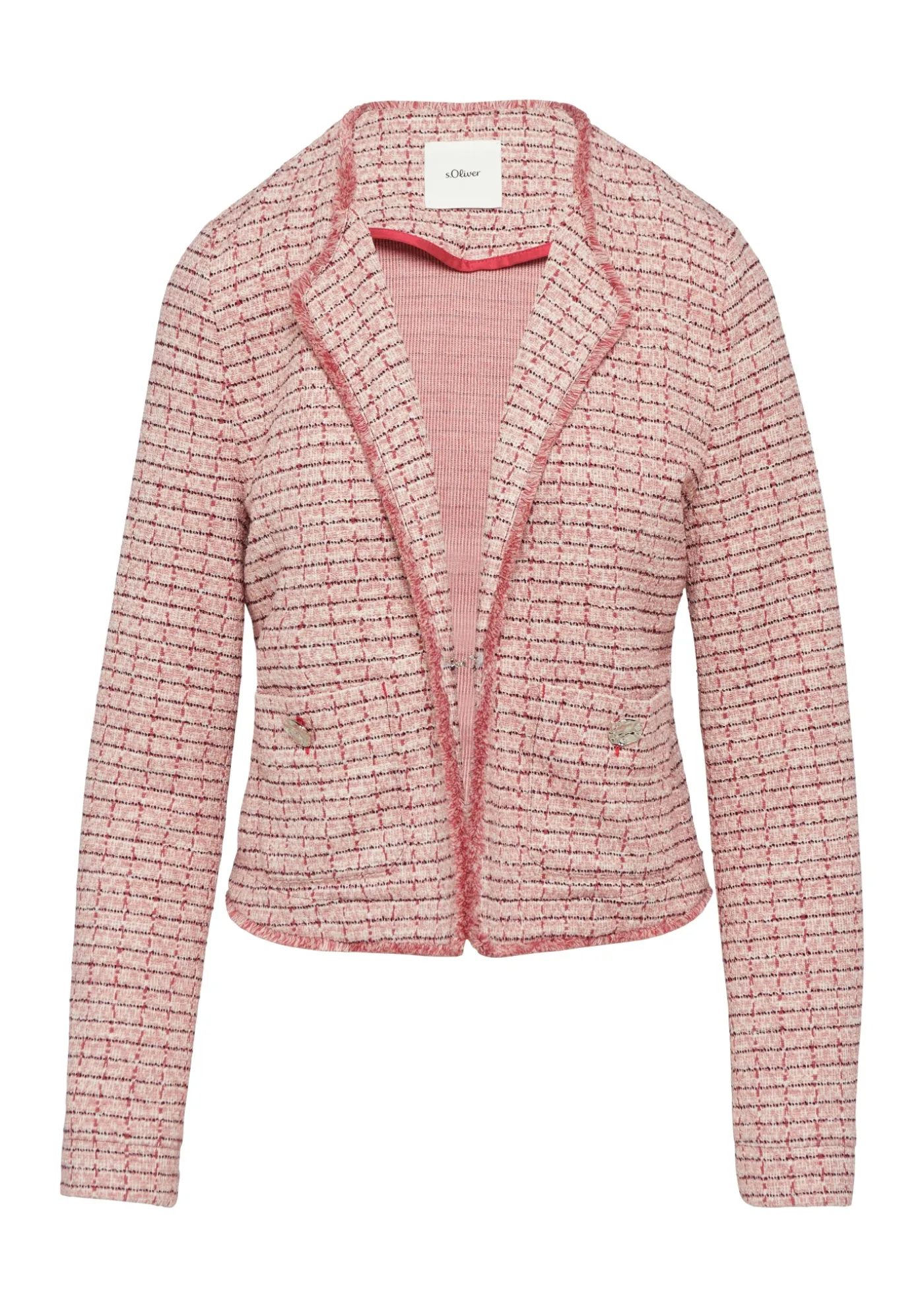 Bouclé-Jacke mit Fransen