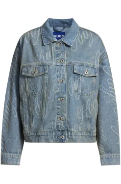 Boxy-Fit Jacke aus festem Denim mit Logo-Print