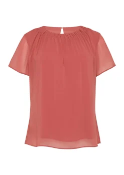 Chiffonbluse mit Falten am Ausschnitt