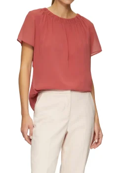 Chiffonbluse mit Falten am Ausschnitt