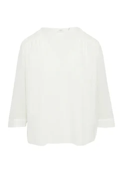Chiffon-Bluse mit Smokdetails