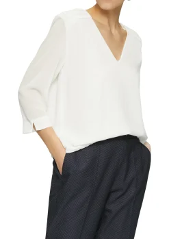 Chiffon-Bluse mit Smokdetails