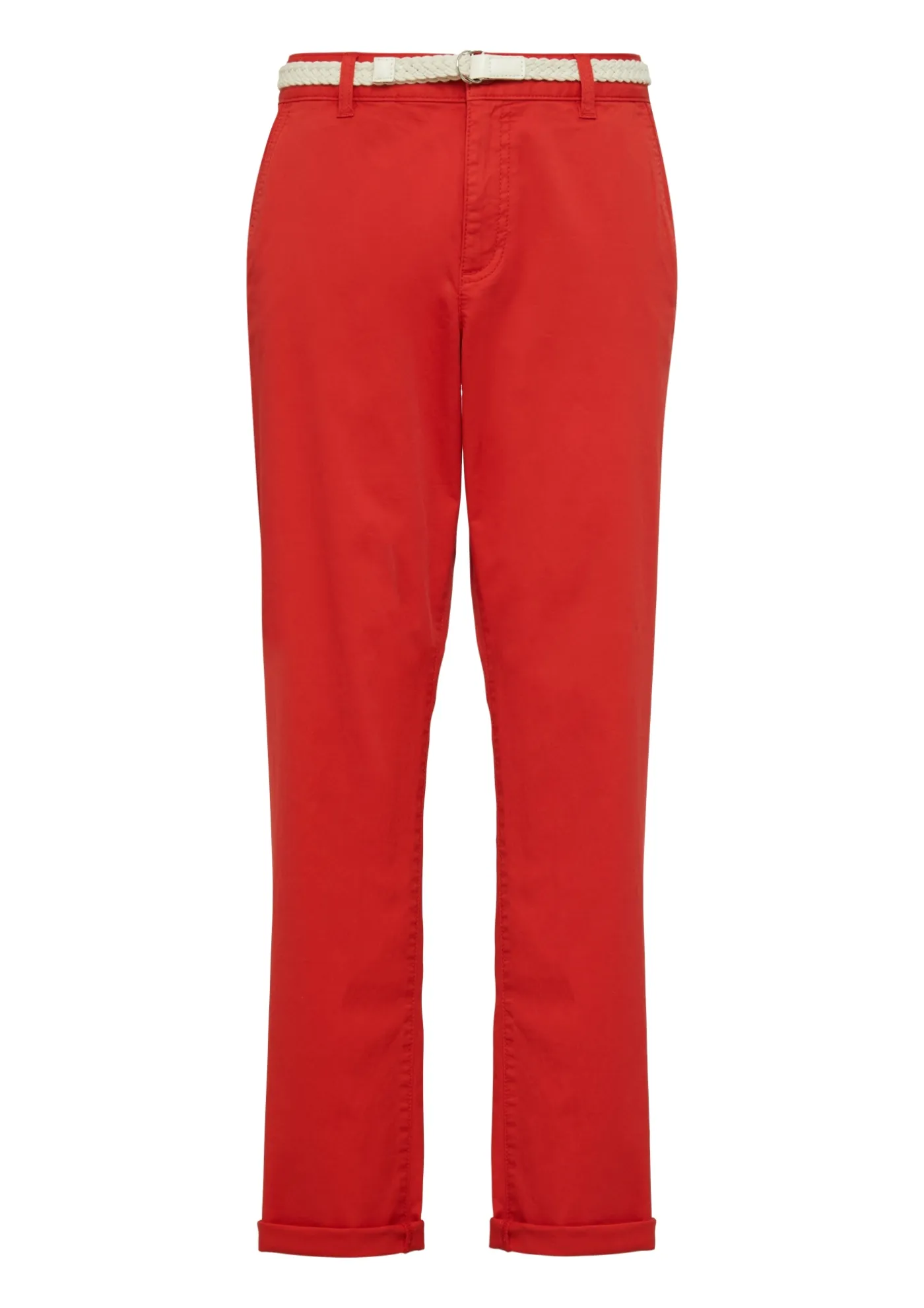 Chinohose mit geflochtenem Gürtel und Garment Dye