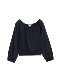 Cropped Bluse mit Struktur