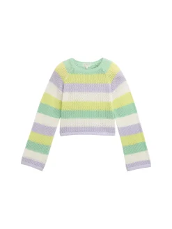 Cropped Strickpullover mit Streifenmuster