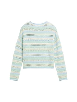 Cropped Strickpullover mit Lochmuster