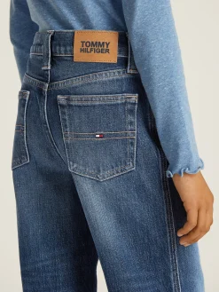 Dark Wash Jeans mit weitem Bein