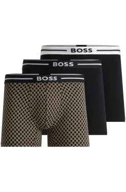 Dreier-Pack eng anliegende Boxershorts aus Stretch-Baumwolle mit Logos