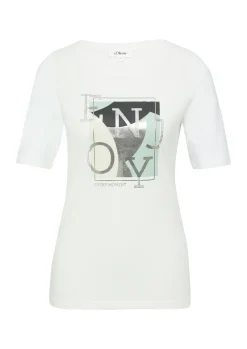 Elastisches T-Shirt mit Frontprint im Slim Fit