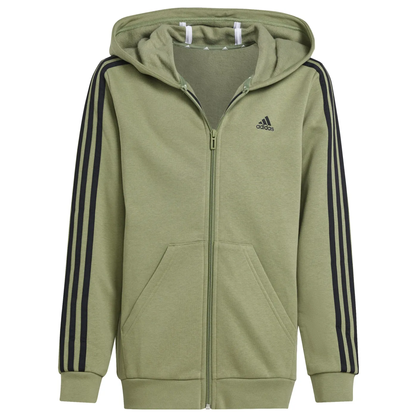 Essentials 3-Streifen Fleece Kapuzenjacke