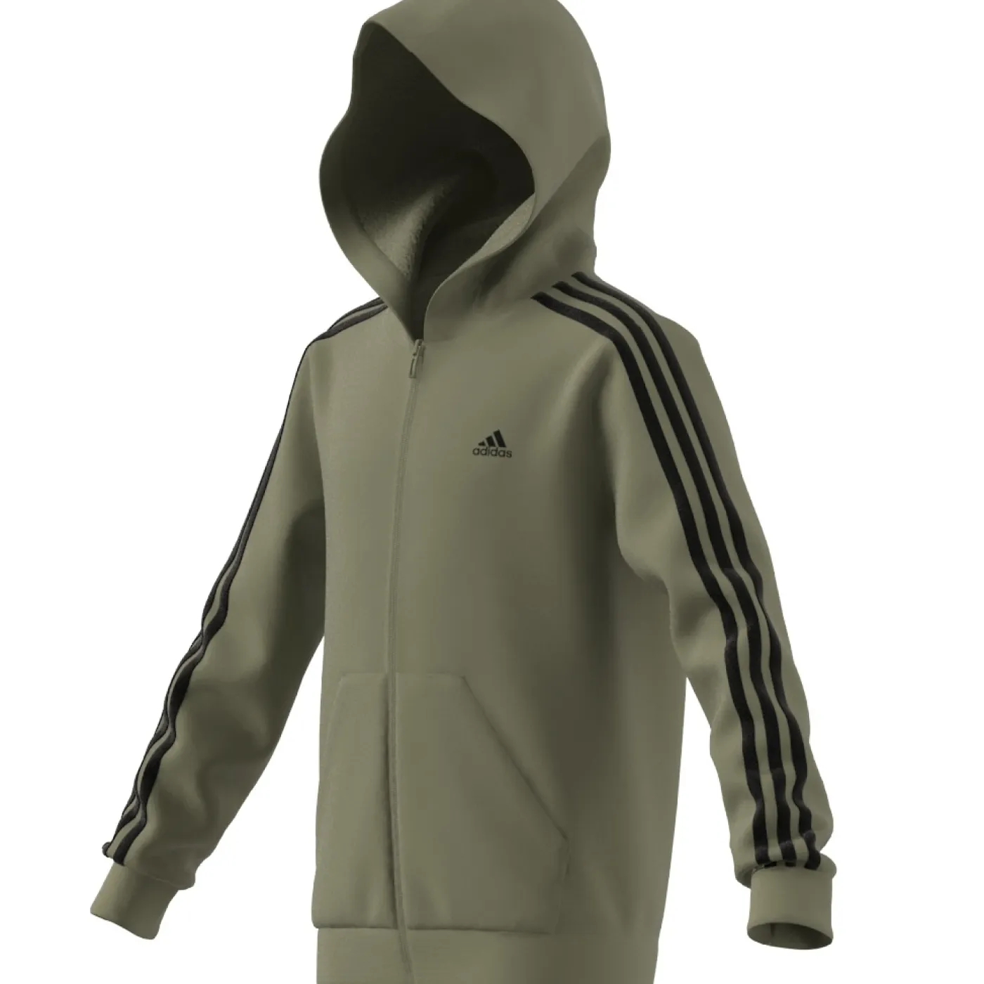 Essentials 3-Streifen Fleece Kapuzenjacke