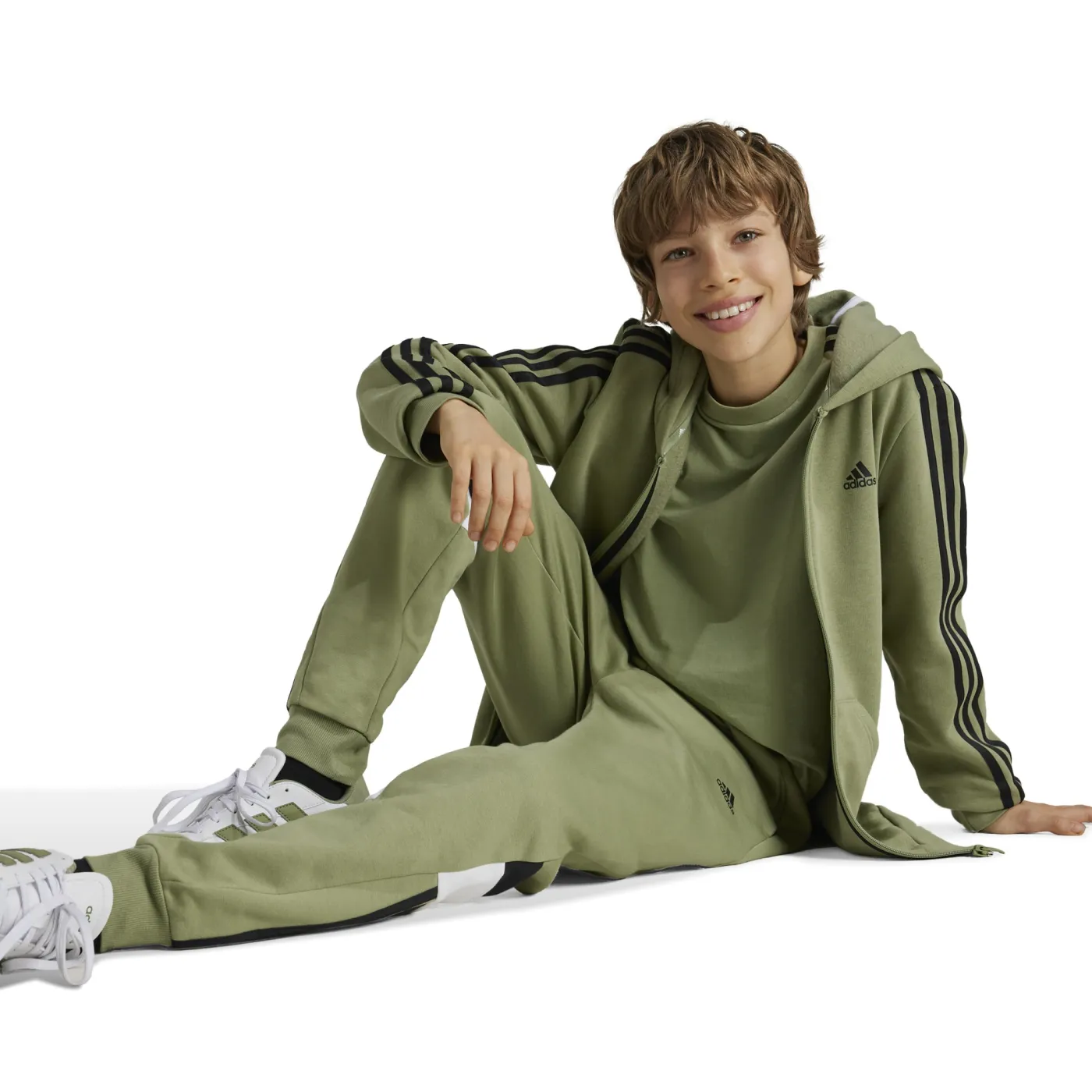 Essentials 3-Streifen Fleece Kapuzenjacke