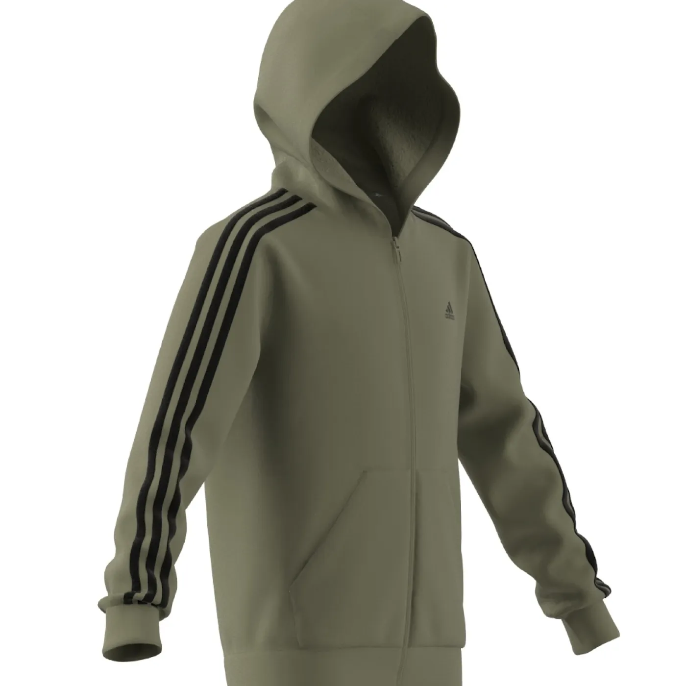 Essentials 3-Streifen Fleece Kapuzenjacke