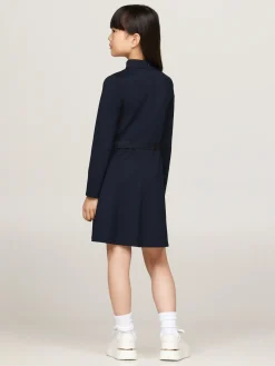 Extra Slim Fit Langarm Kleid mit Gürtel