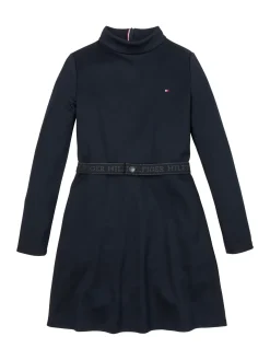 Extra Slim Fit Langarm Kleid mit Gürtel