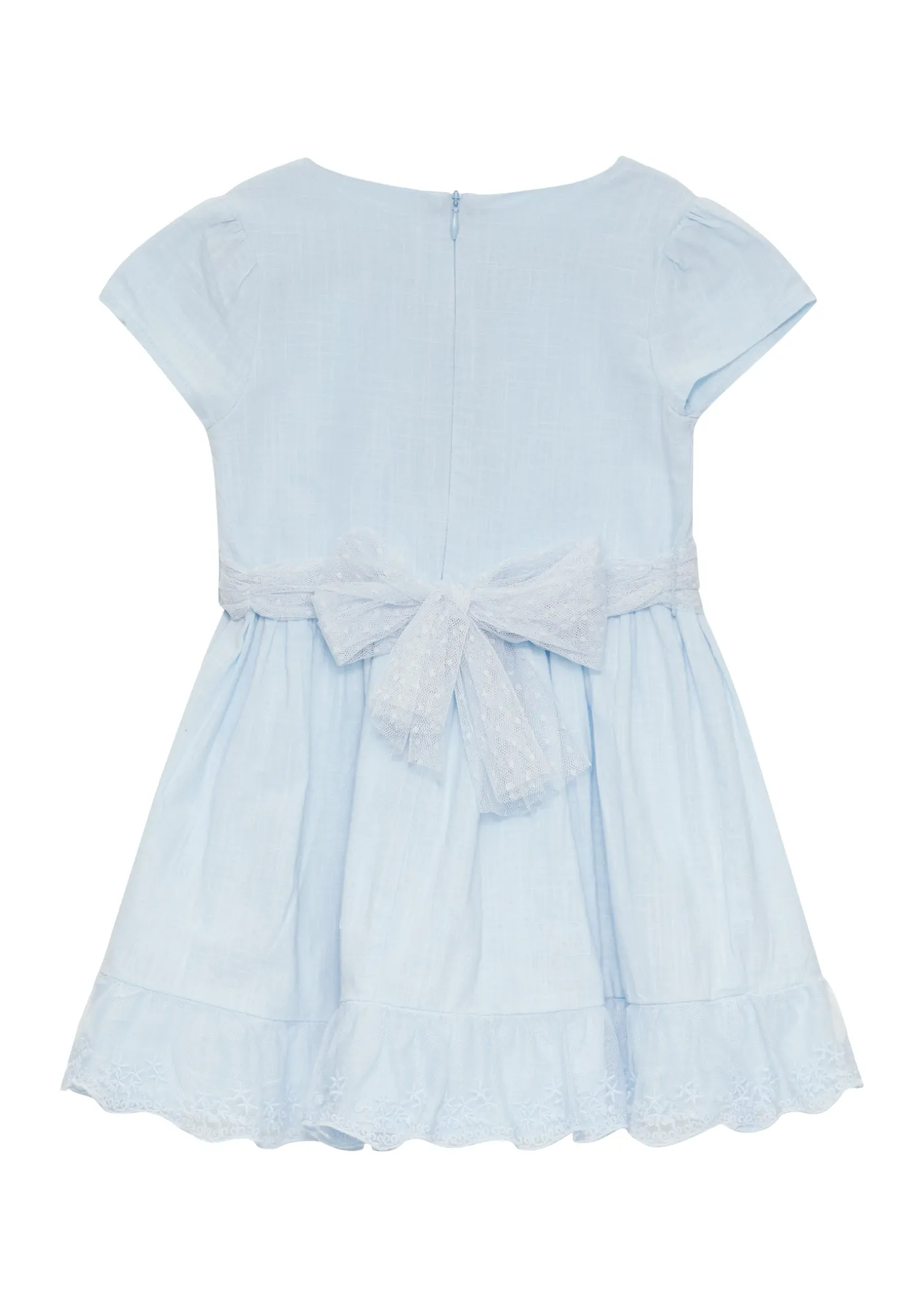 Festives Kleid mit Tüll-Gürtel und Spitzen-Details
