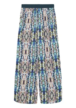 Gemusterte Wide-Leg-Hose aus satinierter Viskose