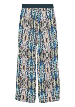 Gemusterte Wide-Leg-Hose aus satinierter Viskose