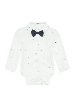 Gemusterter Shirtbody mit abnehmbarer Fliege