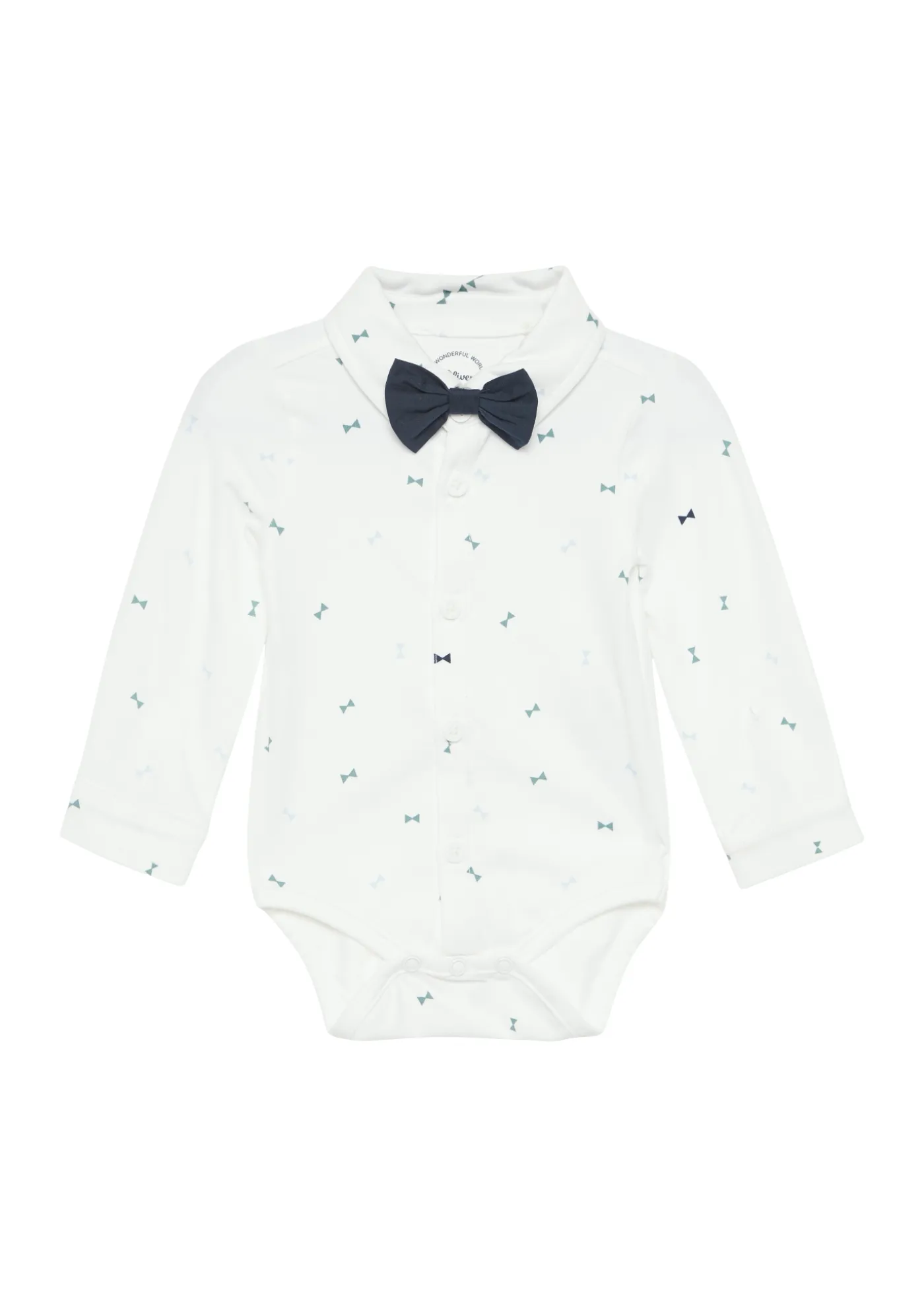 Gemusterter Shirtbody mit abnehmbarer Fliege