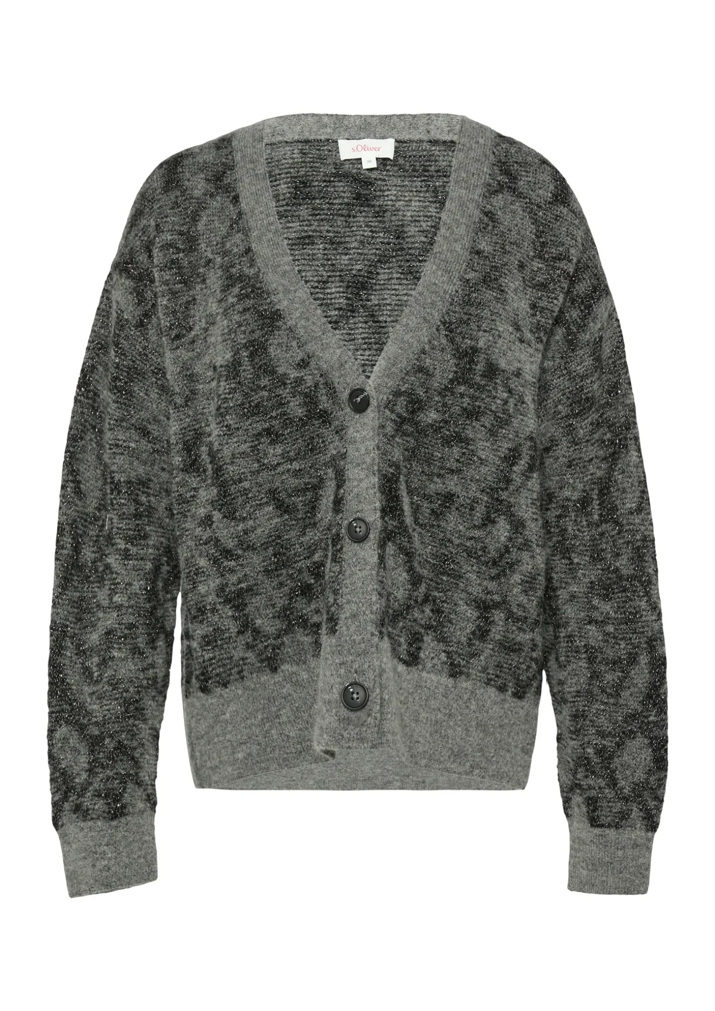 Gemusterter Cardigan mit Glitzergarn