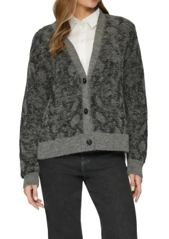 Gemusterter Cardigan mit Glitzergarn