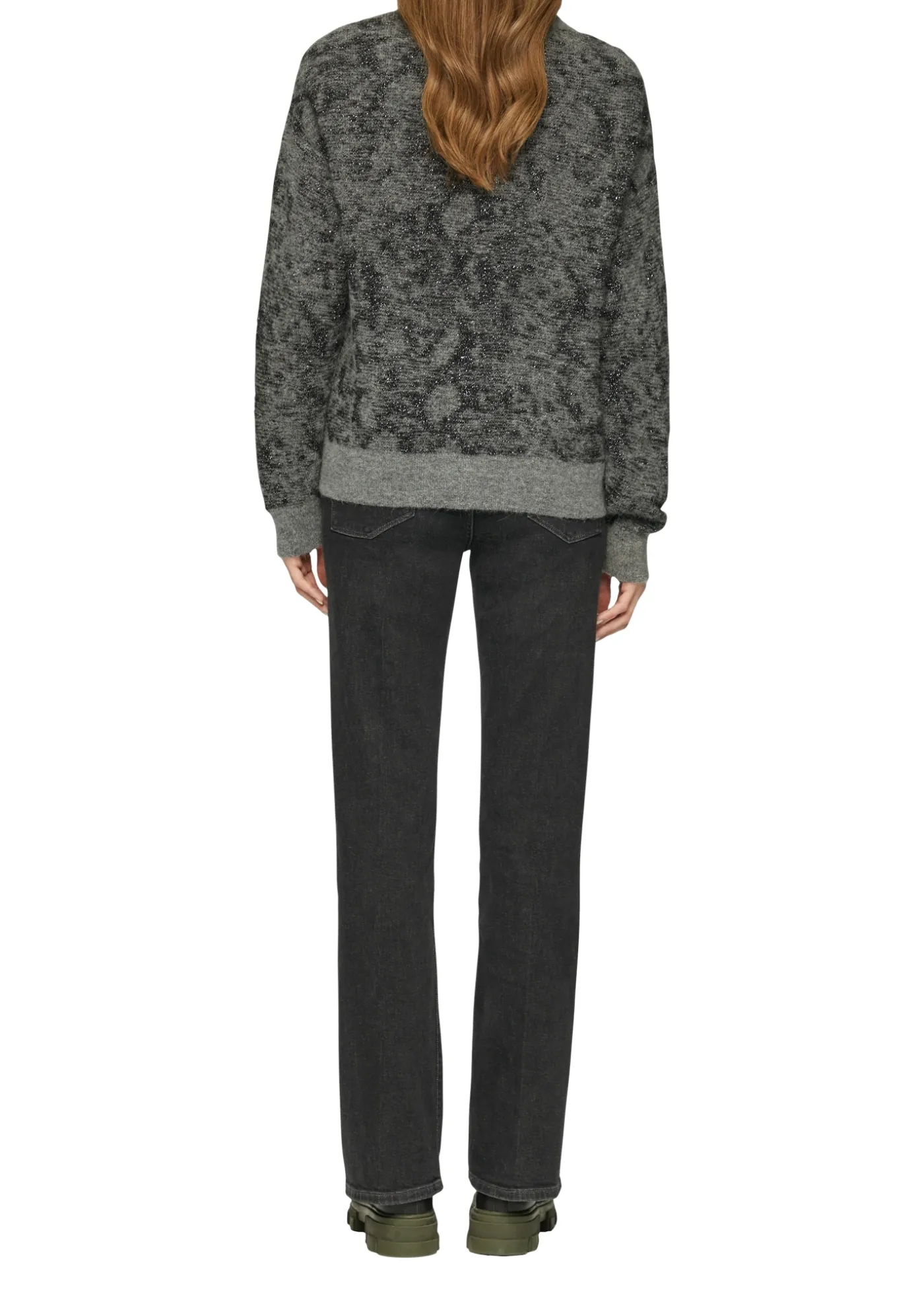 Gemusterter Cardigan mit Glitzergarn