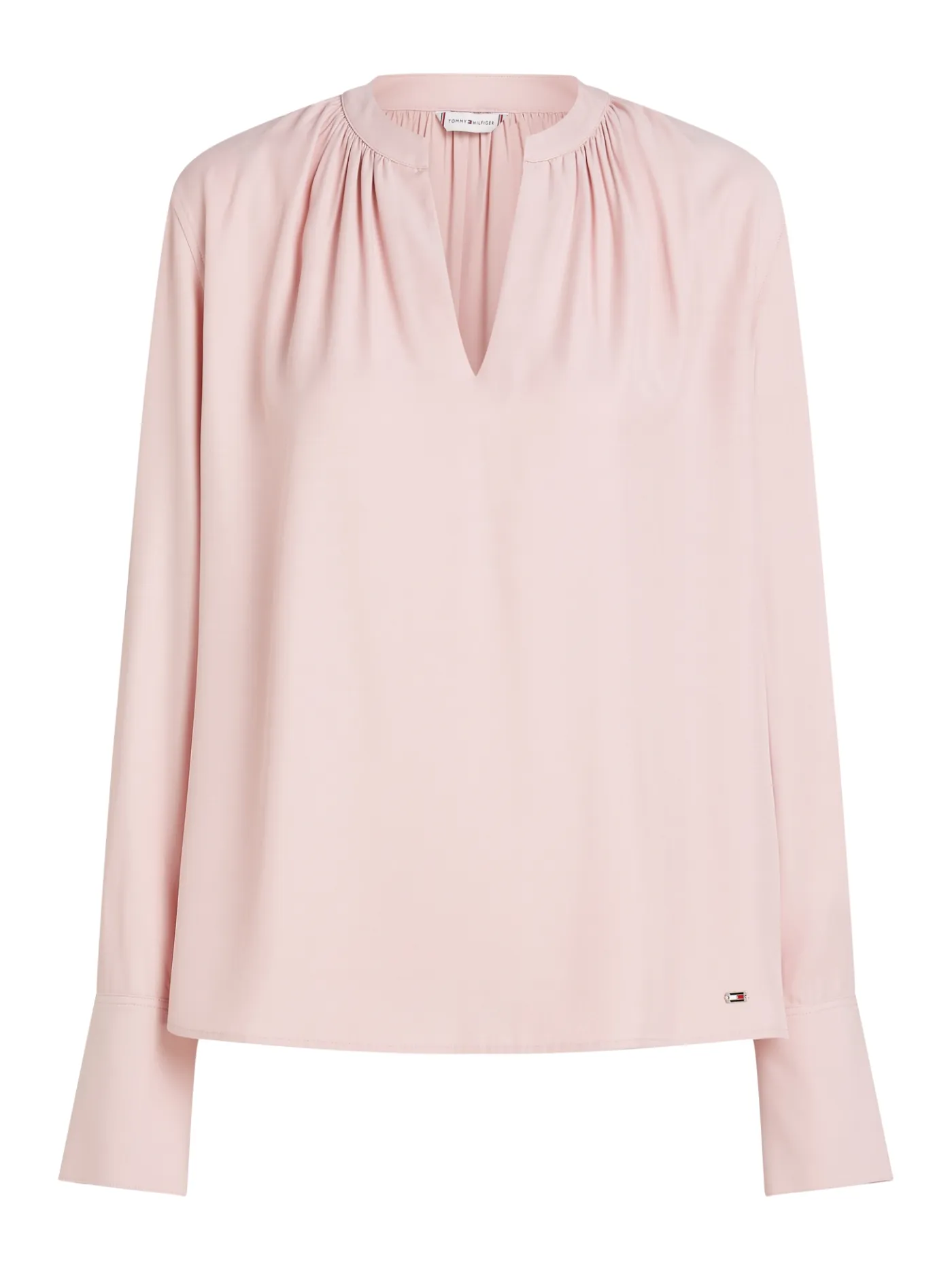 Geraffte Relaxed Fit Bluse mit V-Ausschnitt
