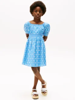Gesmoktes Kleid mit Blumen-Print