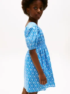Gesmoktes Kleid mit Blumen-Print