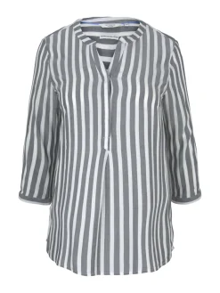 Gestreifte Henleybluse mit LENZING(TM) ECOVERO(TM)