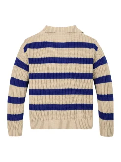 Gestreifter Pullover mit breitem Kragen