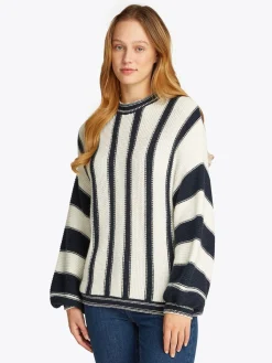 Gestreifter Relaxed Fit Pullover mit Kaschmir